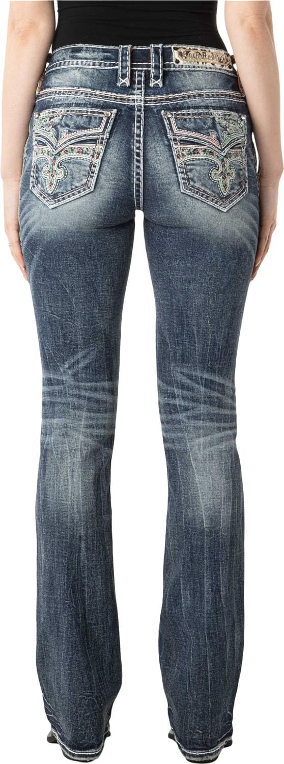 Rock Revival - Womens Taliaa B200R Boot-Cut Jeans, Color Dark Blue, Size: 27W x 32L