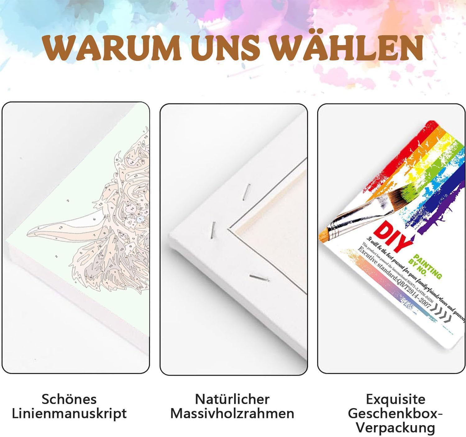 Gemartmall Cow Painting by Numbers Children from 7 8 9 10 with Frame Easel - Painting by Numbers Animals for Gift DIY Craft Set 20 x 20 cm