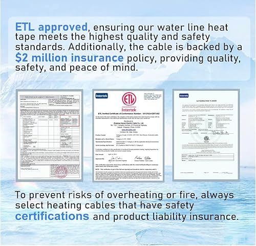 Miniatura 9 de HEATIT JHSF1-CT - Cable calefactor de tubería, pre-ensamblado y autorregulable (6 pies, 120 V)