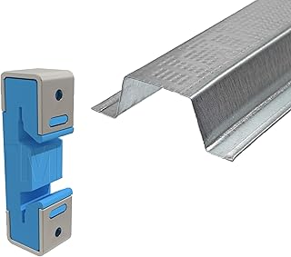 Channel and Clips Combo -20 Resilient Metal Hat Channel 8.6' Long with 50 Full Rubber Resilient Sound Clip with Screws Soundproofing Materials