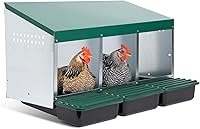 HomesteadEssentials 3-Compartment Roll-Out Chicken Nesting Box - Protective Lids for Clean, Safe Egg Collection