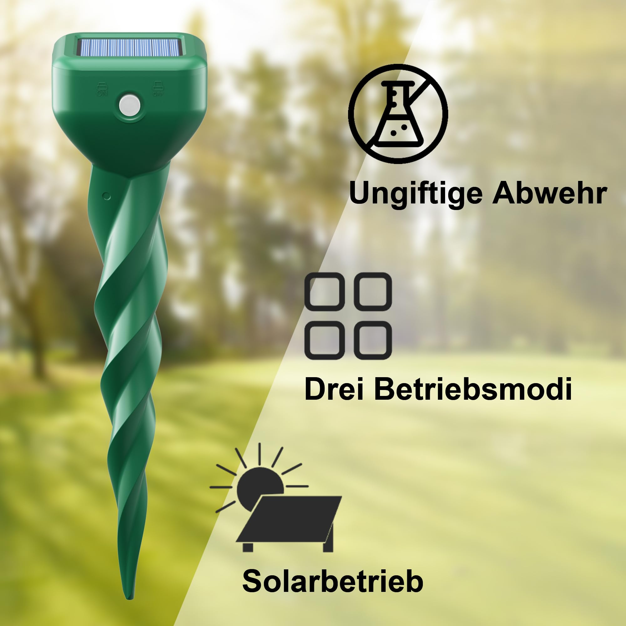 Solar Maulwurfschreck 6er Pack für Garten und Rasen, IP67 wasserdichter Maulwurf Vertreiber zur Vertreibung von Wühlmäusen, kabellose Anwendung ohne Chemikalien