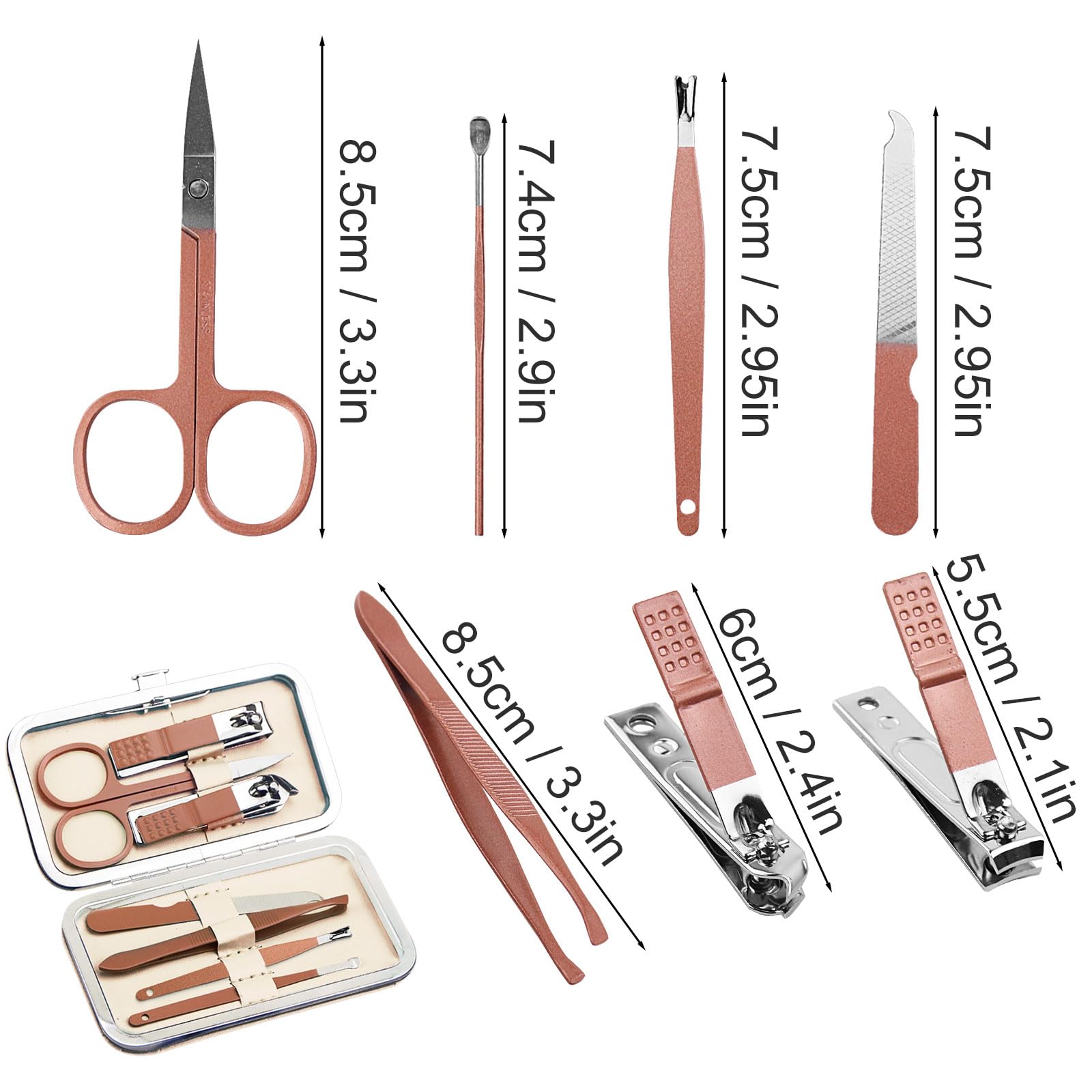 Juego de manicura a granel, kit de cortaúñas de acero inoxidable, juego de cortaúñas resistente, cortador de puntas de uñas, cortaúñas profesional, kit de pedicura personal, regalo negro (24 unidades,