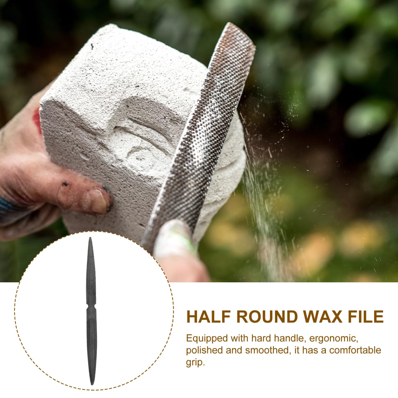 Operitacx Lima de Cera Semicircular Resistente de Doble para Modelado y Tallado Herramienta de Acero Suave Mango Ergonómico para Joyería Bricolaje y Carpintería