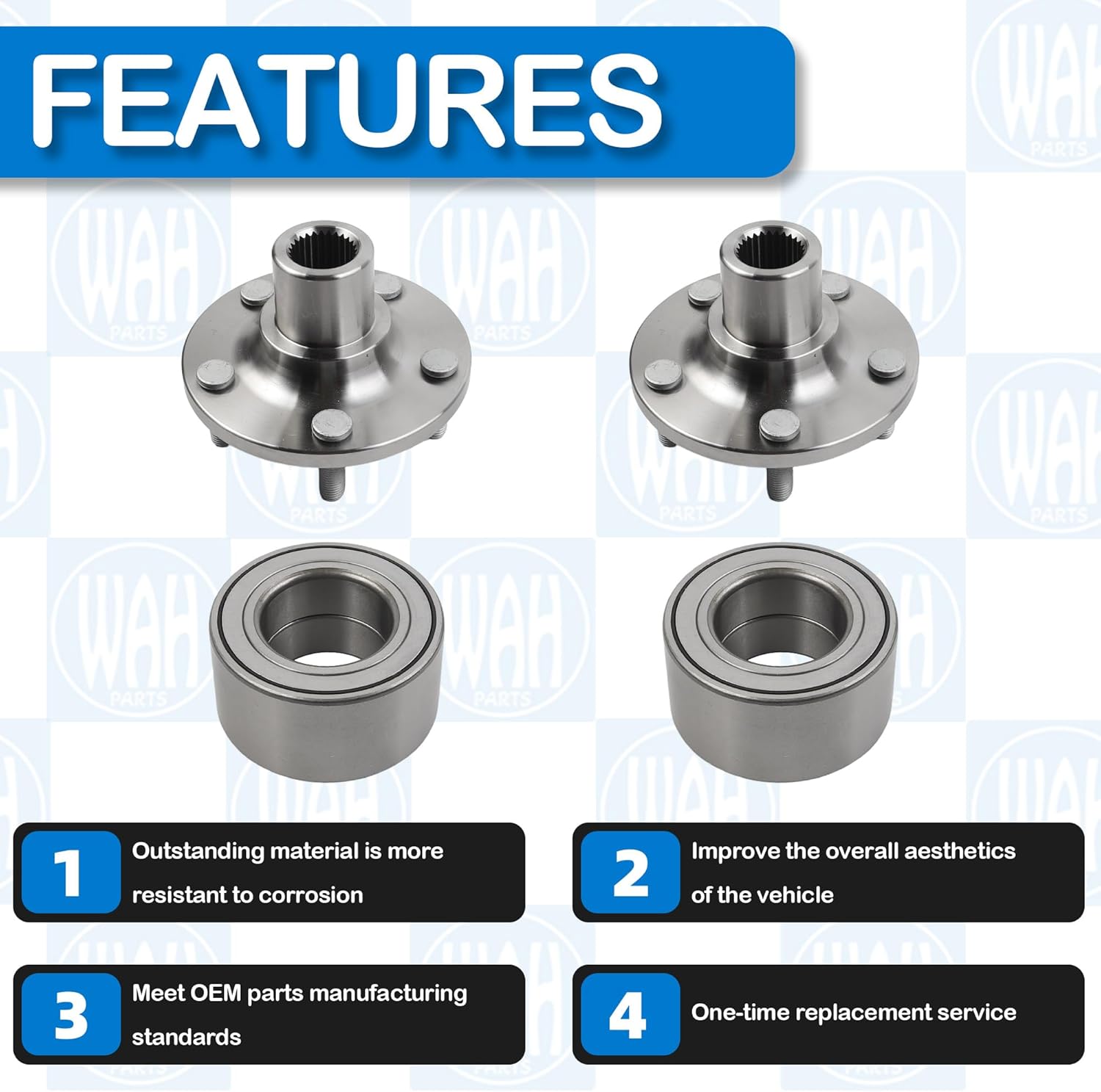 Set of 2 Front Wheel Hub and Bearing Kit Compatible with 2012-2018 Ford Focus 2013-2018 Ford C-Max 2.0L L4 HUB81 510110 NT510110 WH188