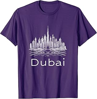 Dubai Vacation Arab Emirates Downtown City Skyline Sketch T-Shirt