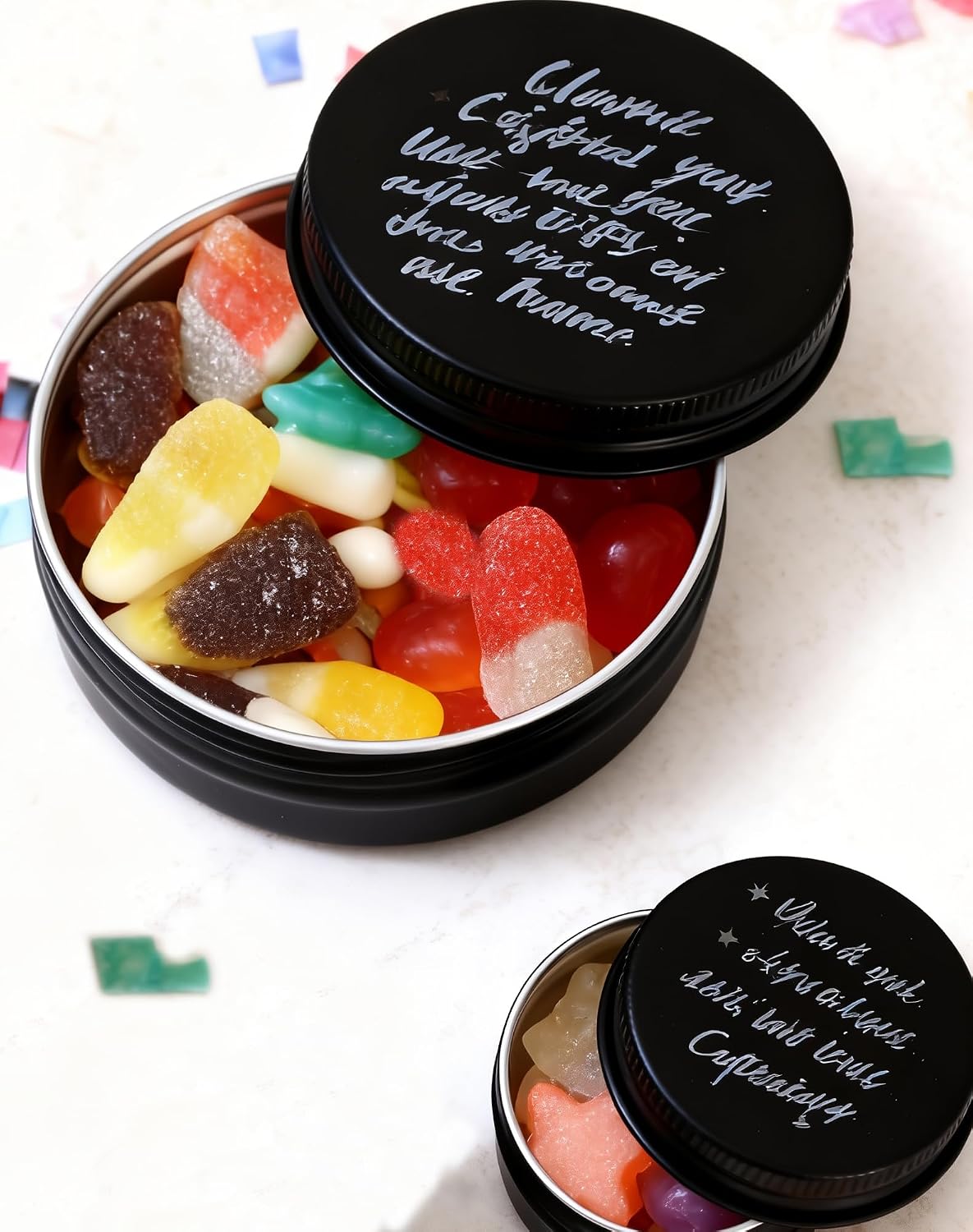 Aluminum Tin Jar Refillable Containers Round Tin Container Bottle for DIY Projects,Gifts,Cosmetic,Cream,Diamond ，Balm Candle Salve Lip Balm Tins(Black, 48 Pcs 2oz/1oz/0.5oz)
