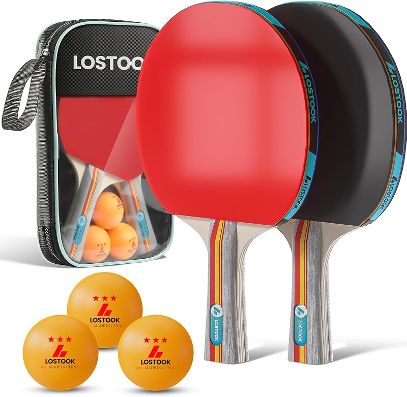 Juego de paletas de ping pong profesionales de 2/4 con estuche portátil de ping pong de tela Oxford y pelotas de 3 estrellas, paletas de tenis de mesa para adultos y juegos familiares al aire libre
