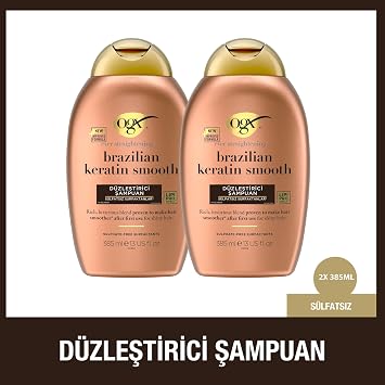 OGX Brazilian Keratin Smooth Düzleştirici Sülfatsız Şampuan (385 Ml x 2 adet)