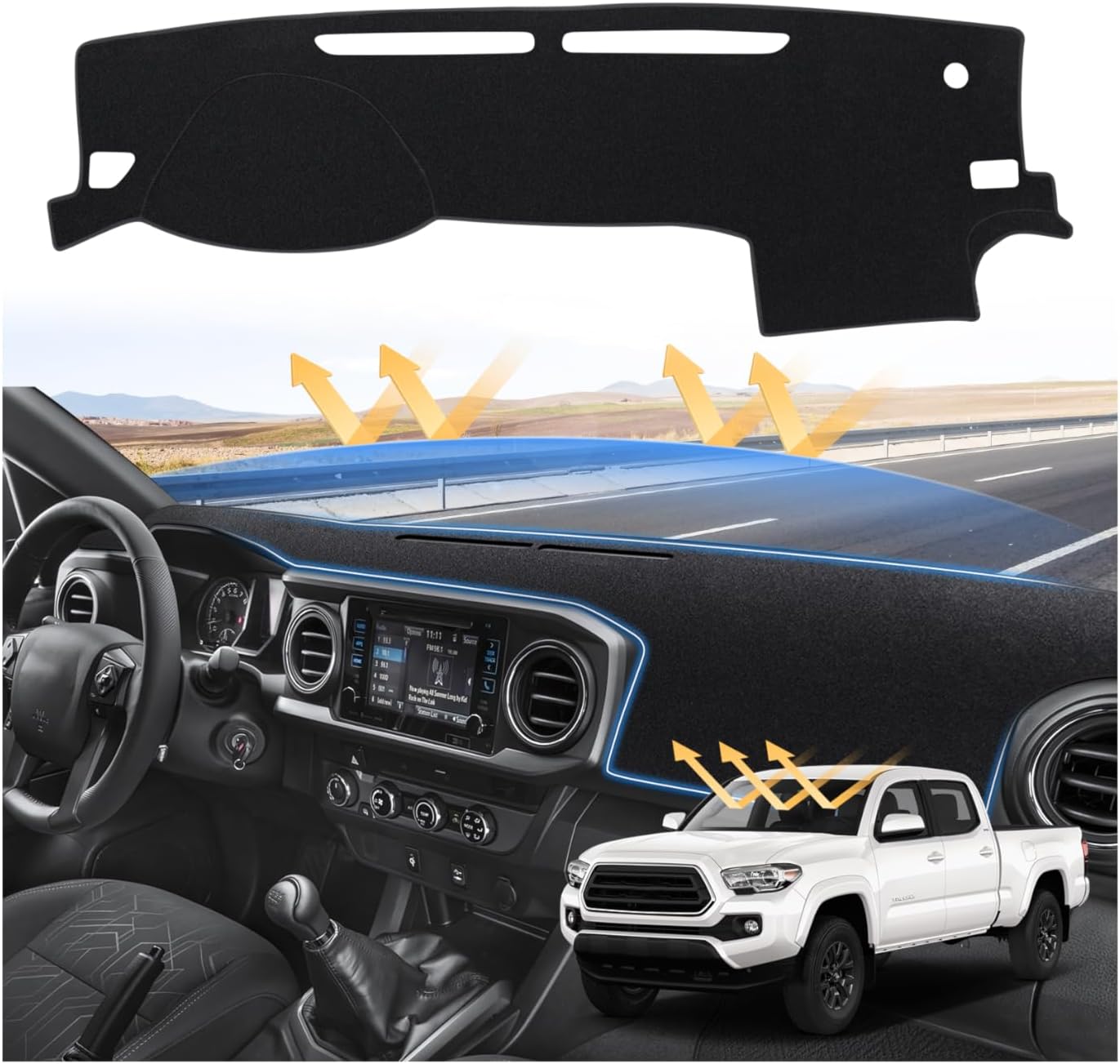 Sunsdrew Dash Cover for 2016-2022 2023 Toyota Tacoma Dashboard Cover Mat for Tacoma Accessories Sunshade Nonslip Mesh Protector No Glare Tacoma Sunshield Protector Mat Pad