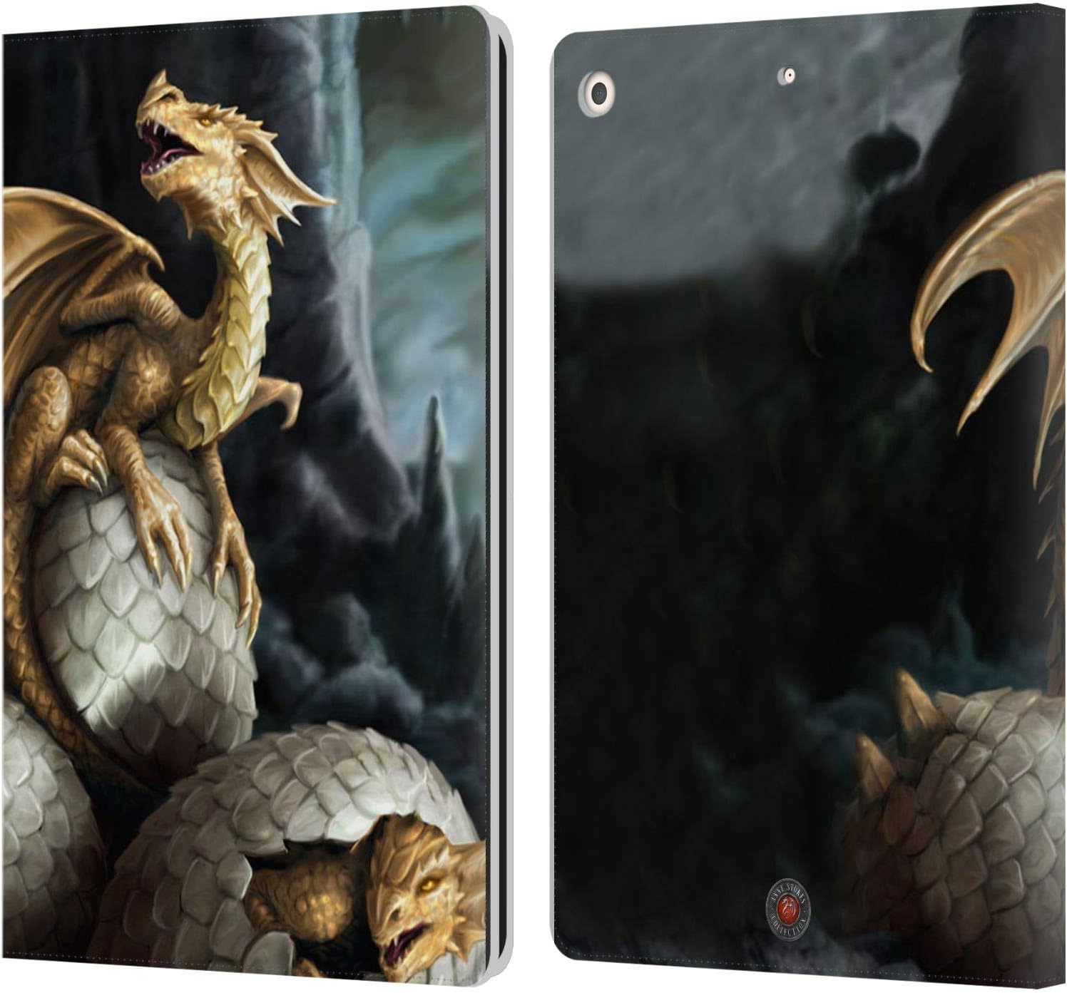 Head Case Designs Officially Licensed Anne Stokes Golden Treasures Dragons Leather Wallet Case Compatible with Apple iPad 10.2 2019/2020/2021