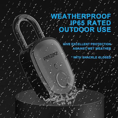 Miniatura 5 de Candado inteligente de huellas dactilares con llave, candado biométrico con aplicación, adecuado para exteriores y resistente, resistente al agua