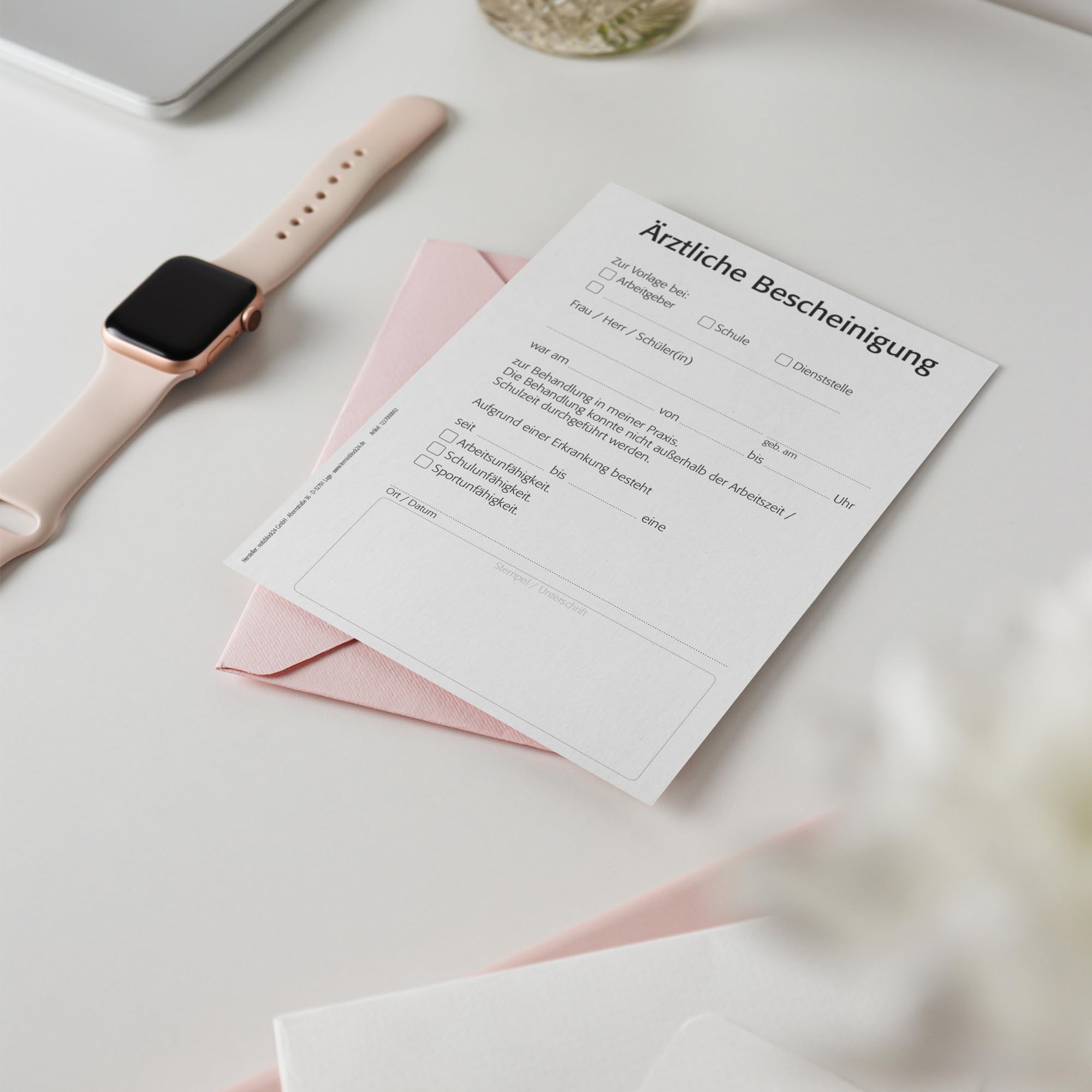 Bescheinigung für Ärzte, 5 Blöcke, je 50 Blatt, A6, für Ihren Praxisdrucker oder zur Handbeschriftung