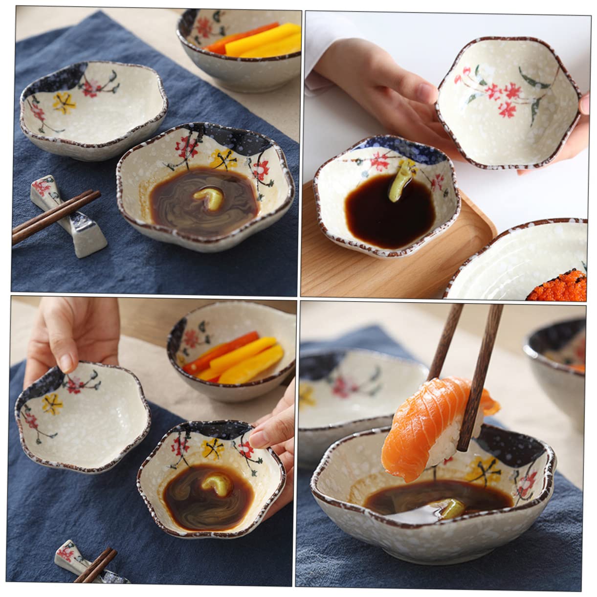PRETYZOOM 5Pcs Ceramic Spice Plates Japanese Soy Sauce Dishes for Dipping Sauces Appetizer Serving Trays and Seasoning Dishes for Home and Restaurant Use