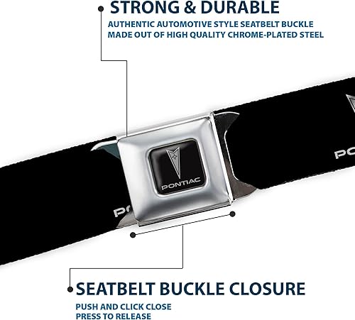 Miniatura 6 de Buckle-Down Cinturón de seguridad - Pontiac BlackSilver Logo REPEAT - 1.0" Ancho - 20-36 pulgadas de largo