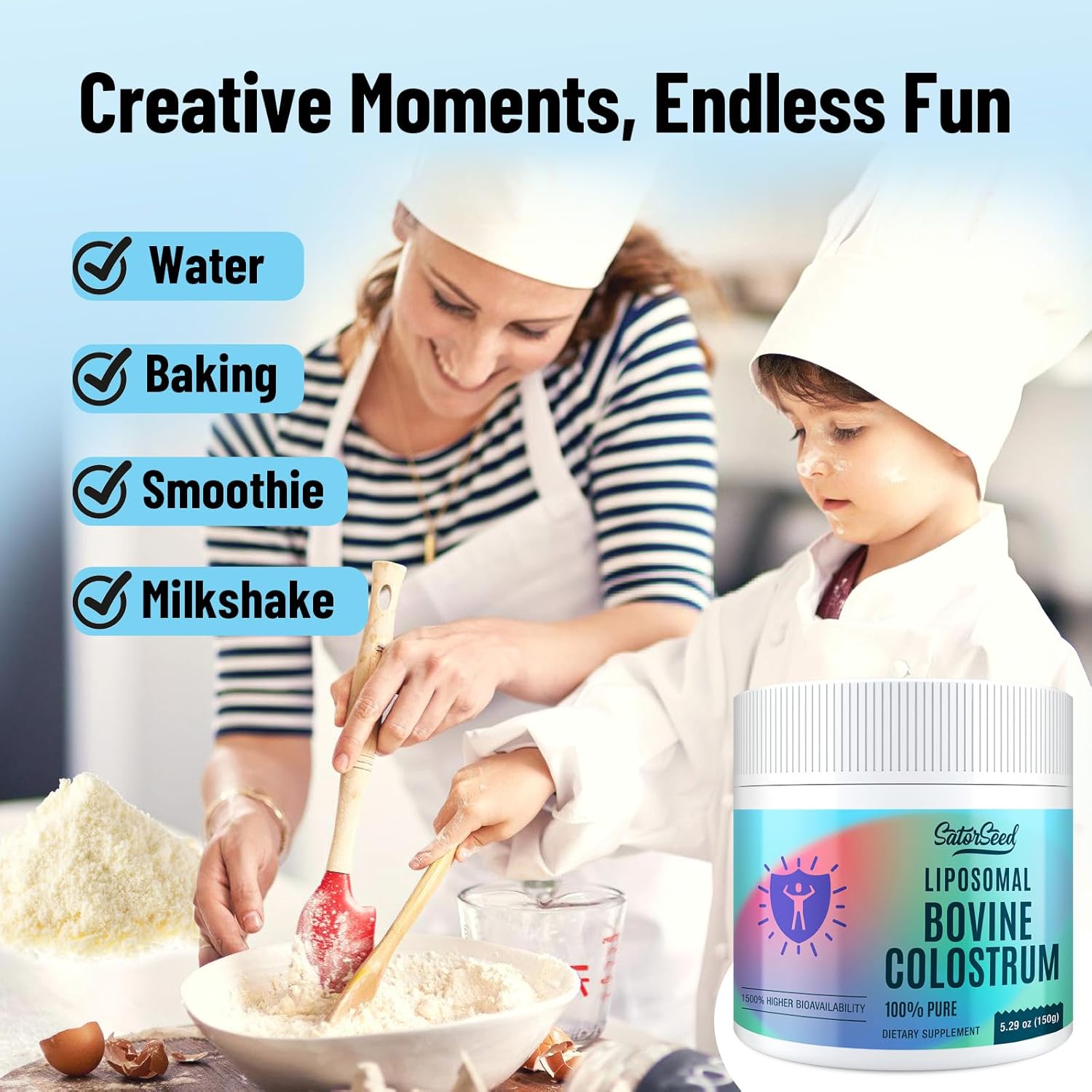 Liposomal Bovine Colostrum Powder Supplement 100% Pure Colostrum, 1500% Higher Bioavailability for Immune and Gut Health (60 Servings) - Image 5