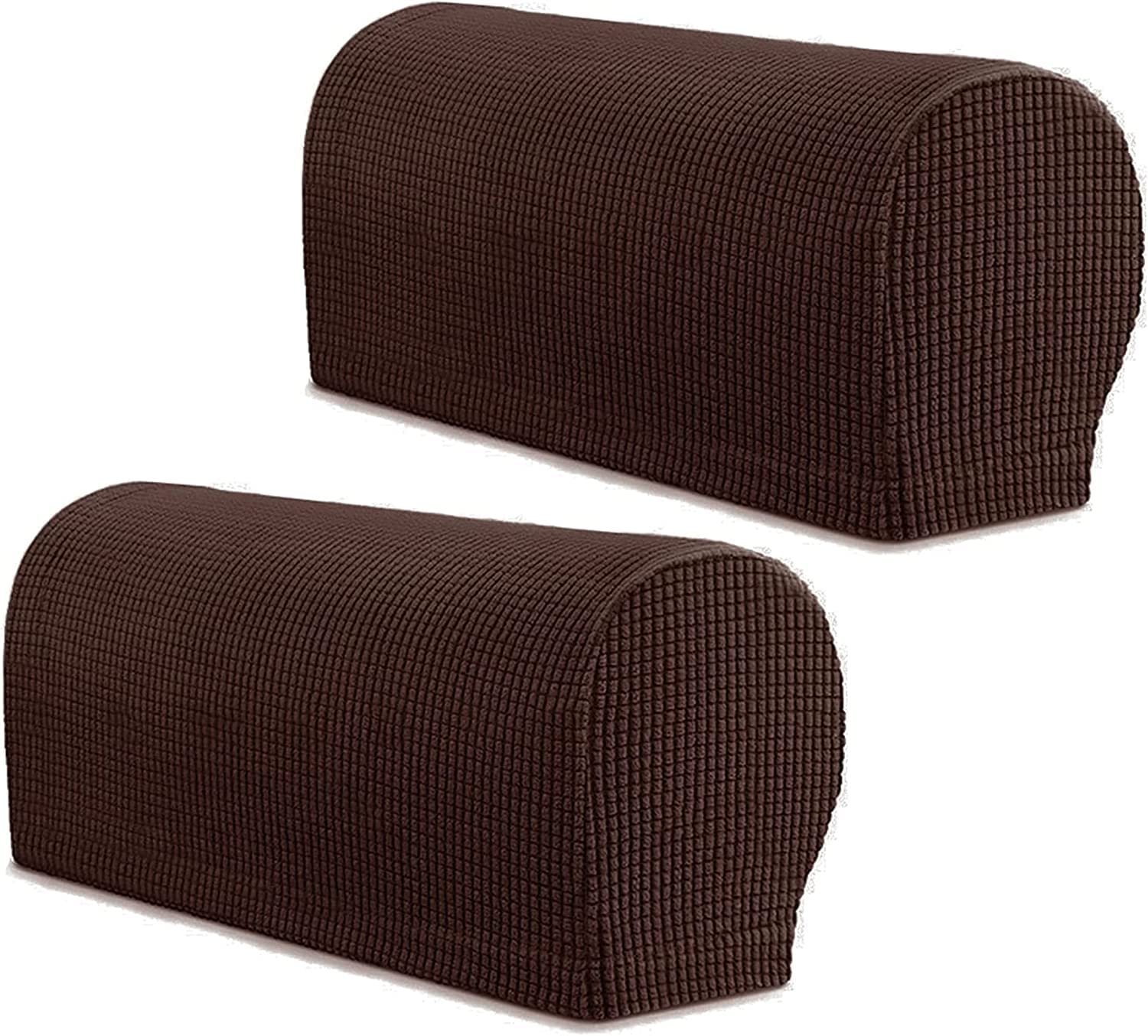 Armlehne Stuhlhussen Armlehnenbezüge Weiches Spandex Polyester Armkappen Rutschfester Möbelschutz Stretch Armlehne Bezug für Stuhl Sofa Couch, 2er Set, Braun (Farbe: Kaffee, Größe: 4 Stück)