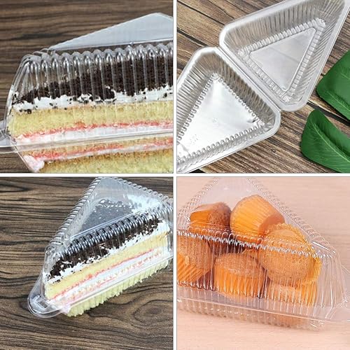 Miniatura 4 de LZbeove Cajas triangulares pequeñas para tartas de queso para tartas, recipientes triangulares de plástico con tapas, embalaje para llevar para el