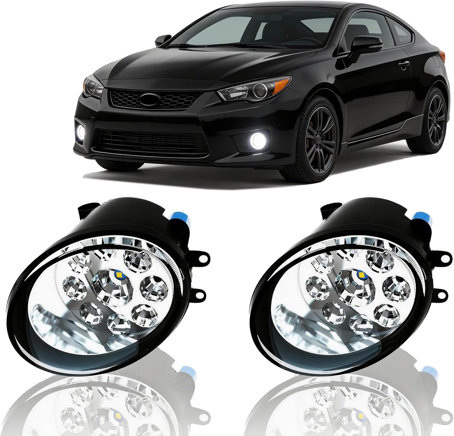 LED Fog Light For Scion tC 2014-2016 Clear Lens Driving Fog Lights Lamp Assemblies,6000k White,Pack of 2