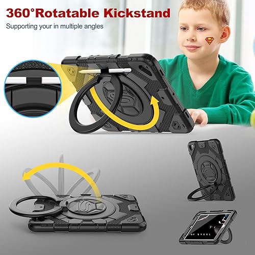 Miniatura 15 de Timecity Funda para iPad de 9ª/8ª/7ª generación de 10.2", a prueba de golpes con protector de pantalla, mango giratorio de 360°, agarre y soporte