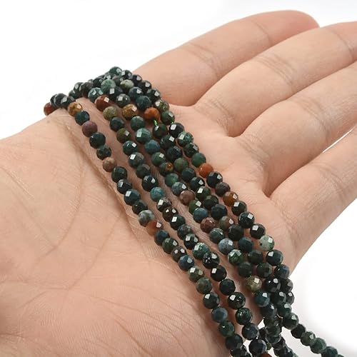 Miniatura 10 de Cuentas redondas facetadas de piedra lunar natural de 0.157 in sueltas de 16 pulgadas para hacer joyas