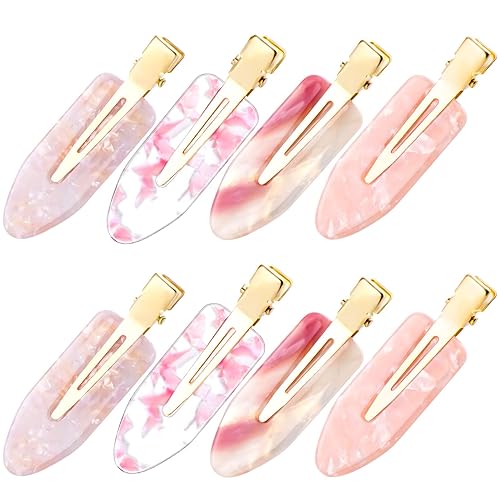 OIIKI 8 accesorios para el cabello sin arrugas bonitos pasadores acrílicos sin doblar, pinzas de metal para el cabello para mujeres y niñas, color