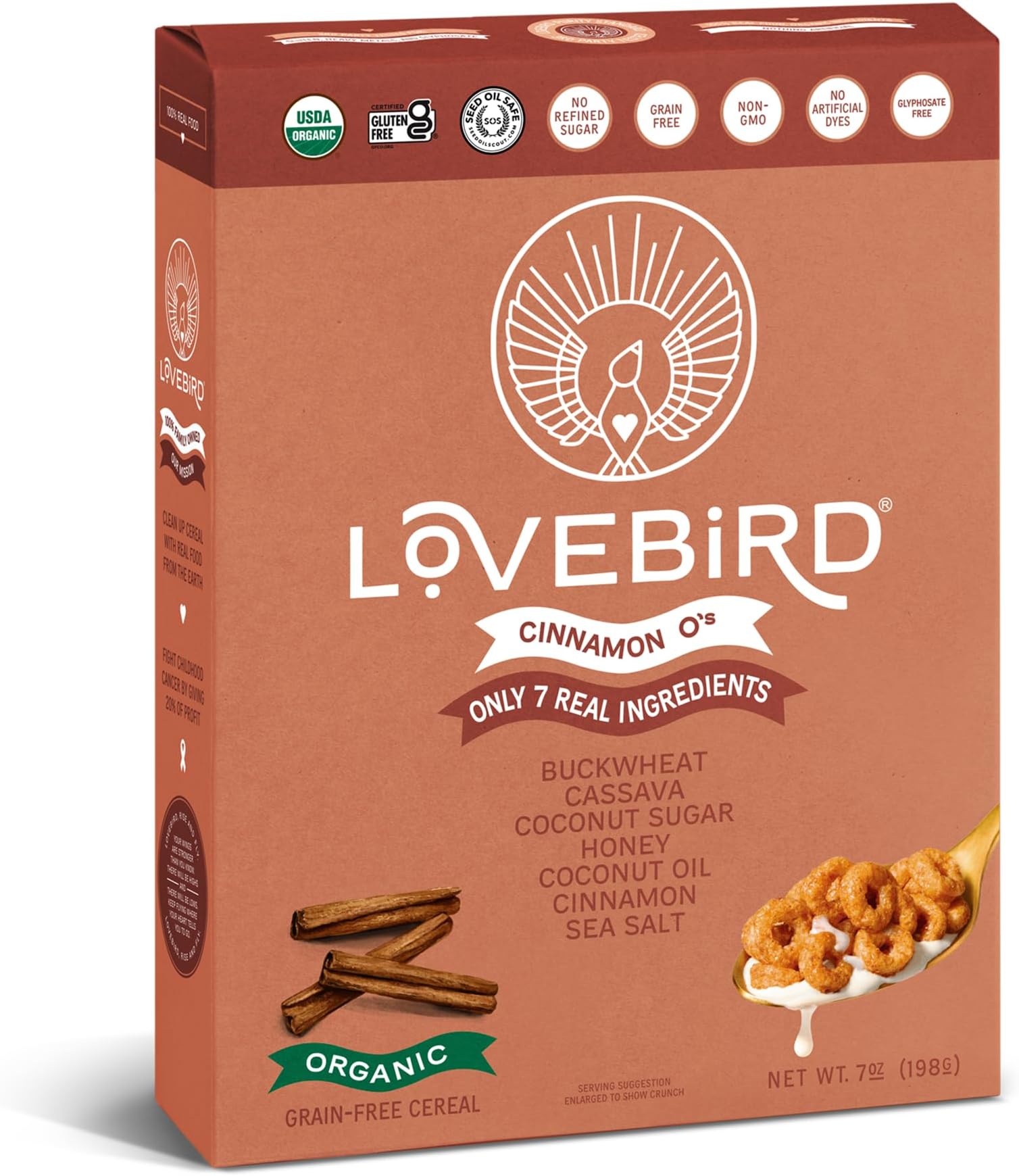 Lovebird, Cereal Cinnamon Grain Free Organic, 7 Ounce
