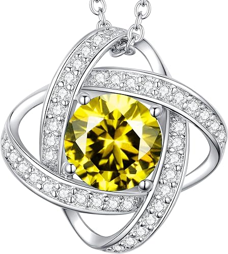 boya Birthstone Necklace Gifts for Women, Love Knot Necklaces for Women 925 Sterling Silver Birthstone Jewelry Mothers Valentines Day Birthday