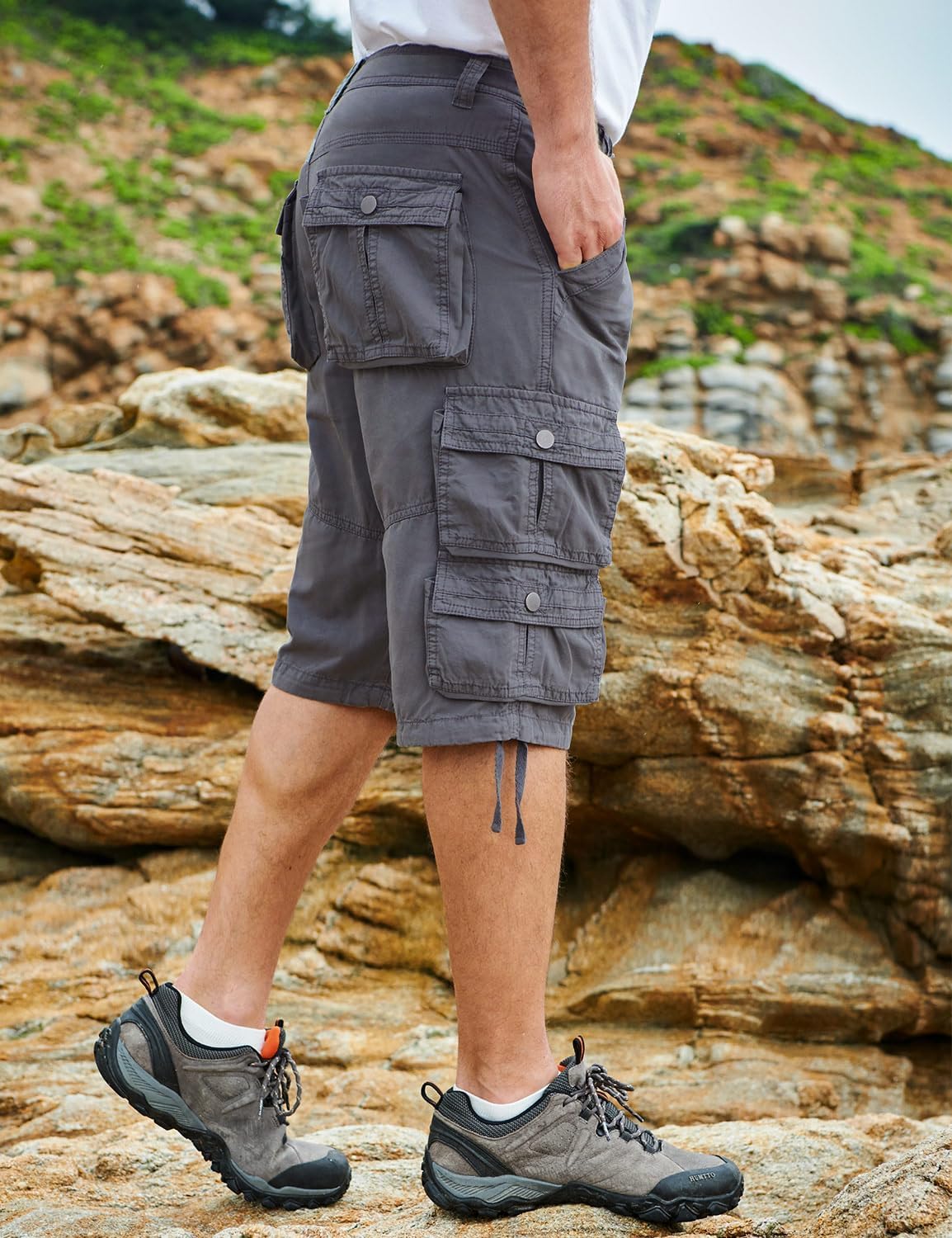 YGREYG Mens Cargo Shorts Long Capri Below The Knee Shorts 3/4 Relaxed Fit Long Shorts with Pockets - Image 6
