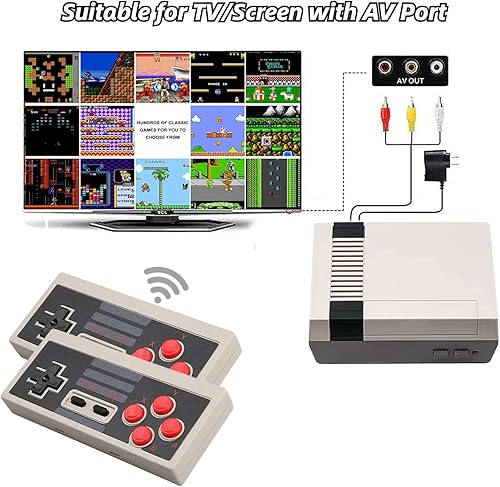 Miniatura 3 de Mini consola de juegos retro clásica, sistema de juego portátil de salida AV con controladores inalámbricos duales, Plug and Play (V1).