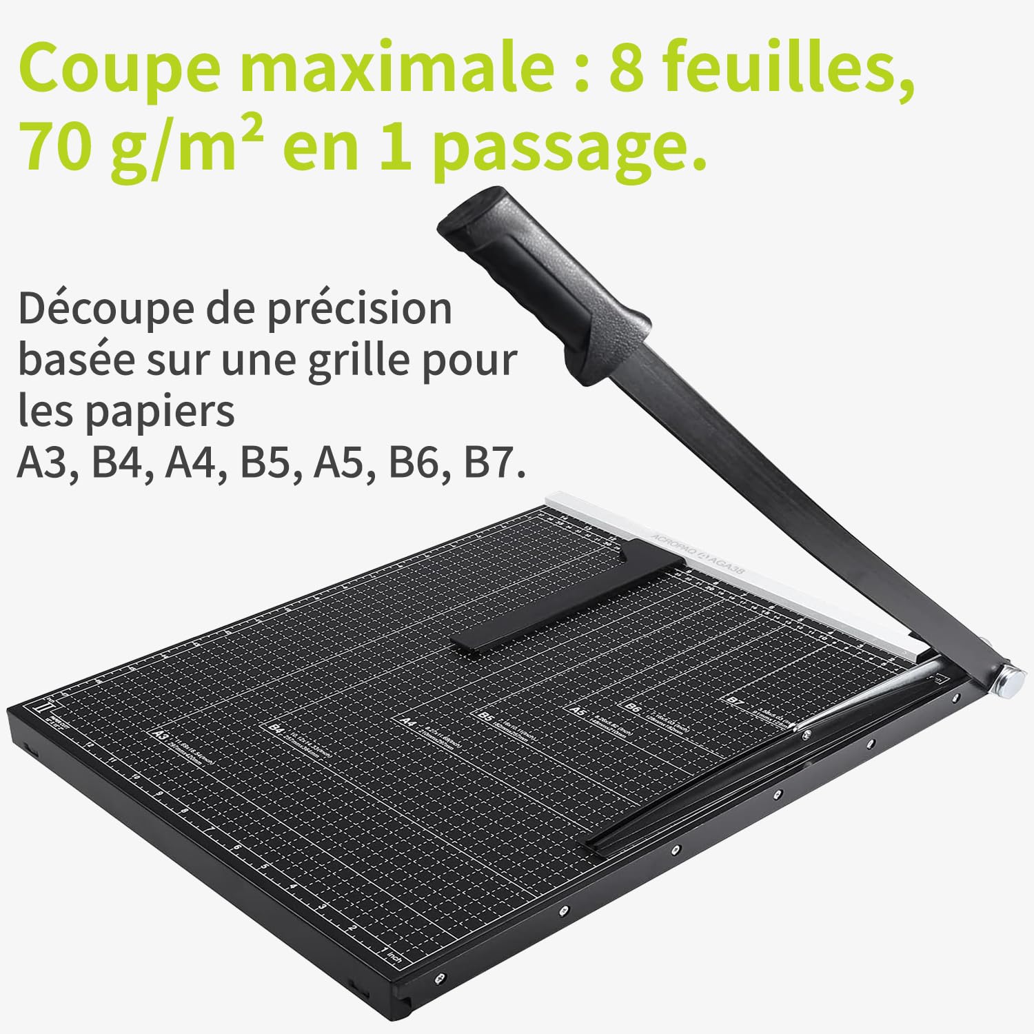 Massicot Professionnel A4 Avec Perforatrice Et Arrondisseur D'angle - Coupe Jusqu'à 8 Feuilles - Noir - 2