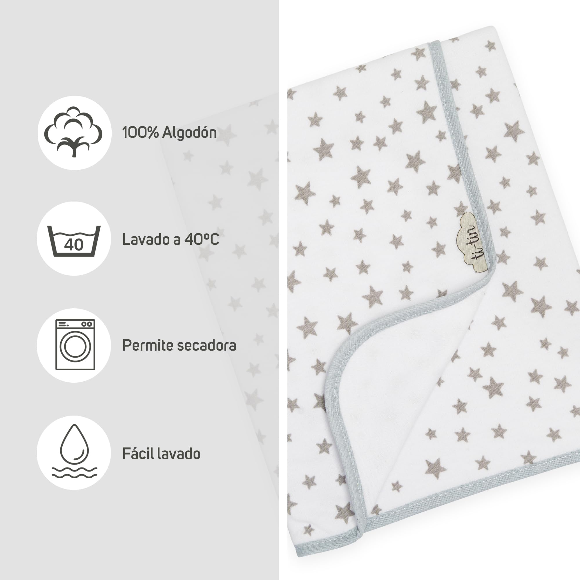 Ti TIN arrullo para bebé 80 x 80 cm, Doble Capa de algodón 100%, Transpirable, Extra Suave, fácil Lavado y Apto para Secadora, diseño Ligero y Estampados Divertidos