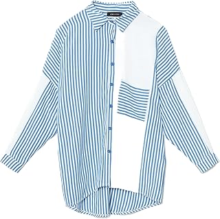 قميص بنمط مخطط ومقاس فضفاض للنساء من ال سي وايكيكي