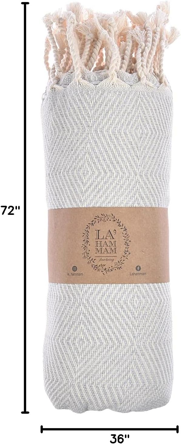 Personalized Embroidered Beach Towel | Throw Blanket, Easy Carry, Sand Free, Highly Absorbent, Quick Dry, Turkish Towels for Travel Camping Bath Sauna Beach Gym Pool Yoga SPA by Lahammam, Asia, Gray