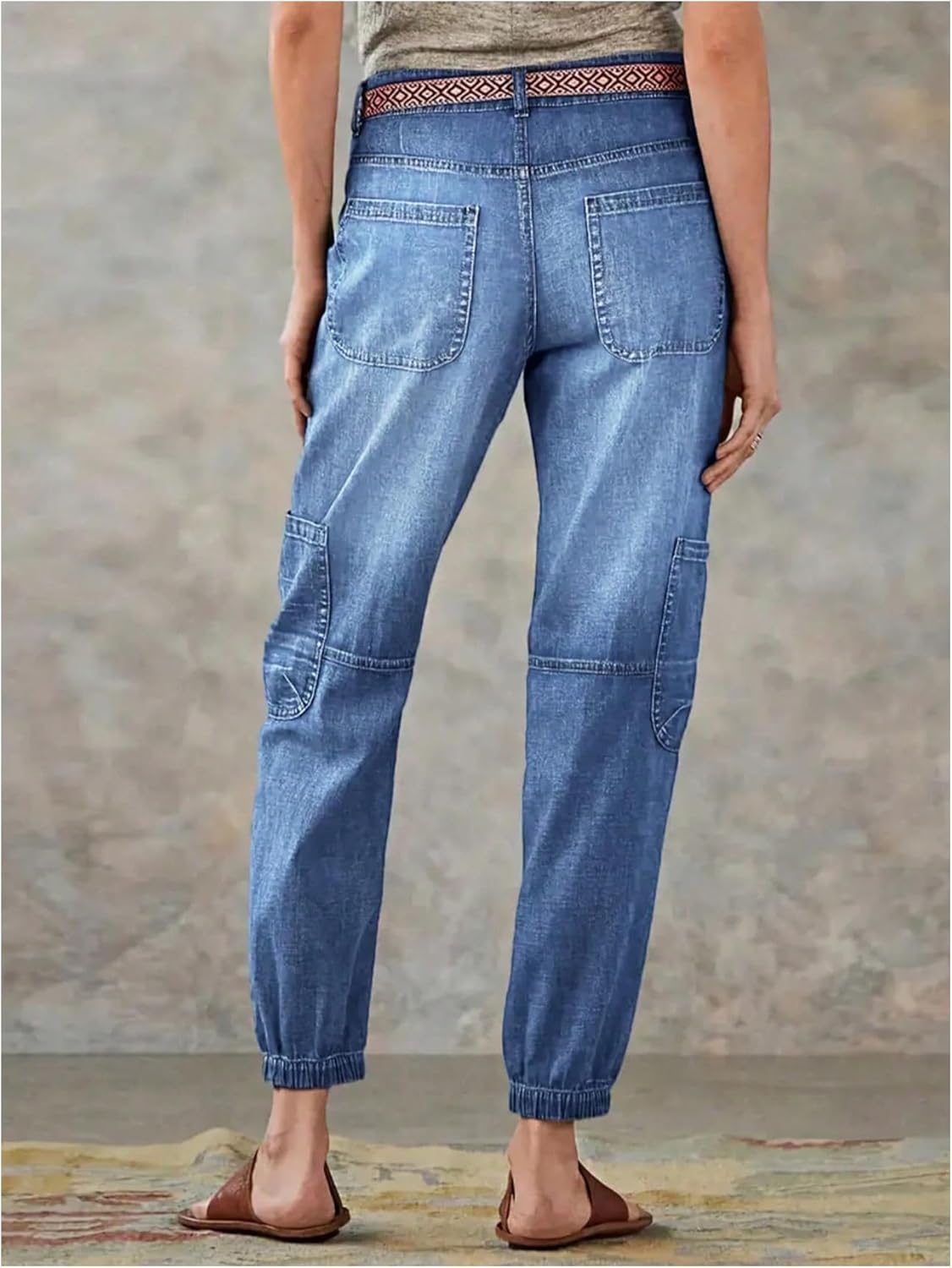 SOLY HUX Women's Jean Joggers Vintage Button Fly Casual Denim Pants with Pockets