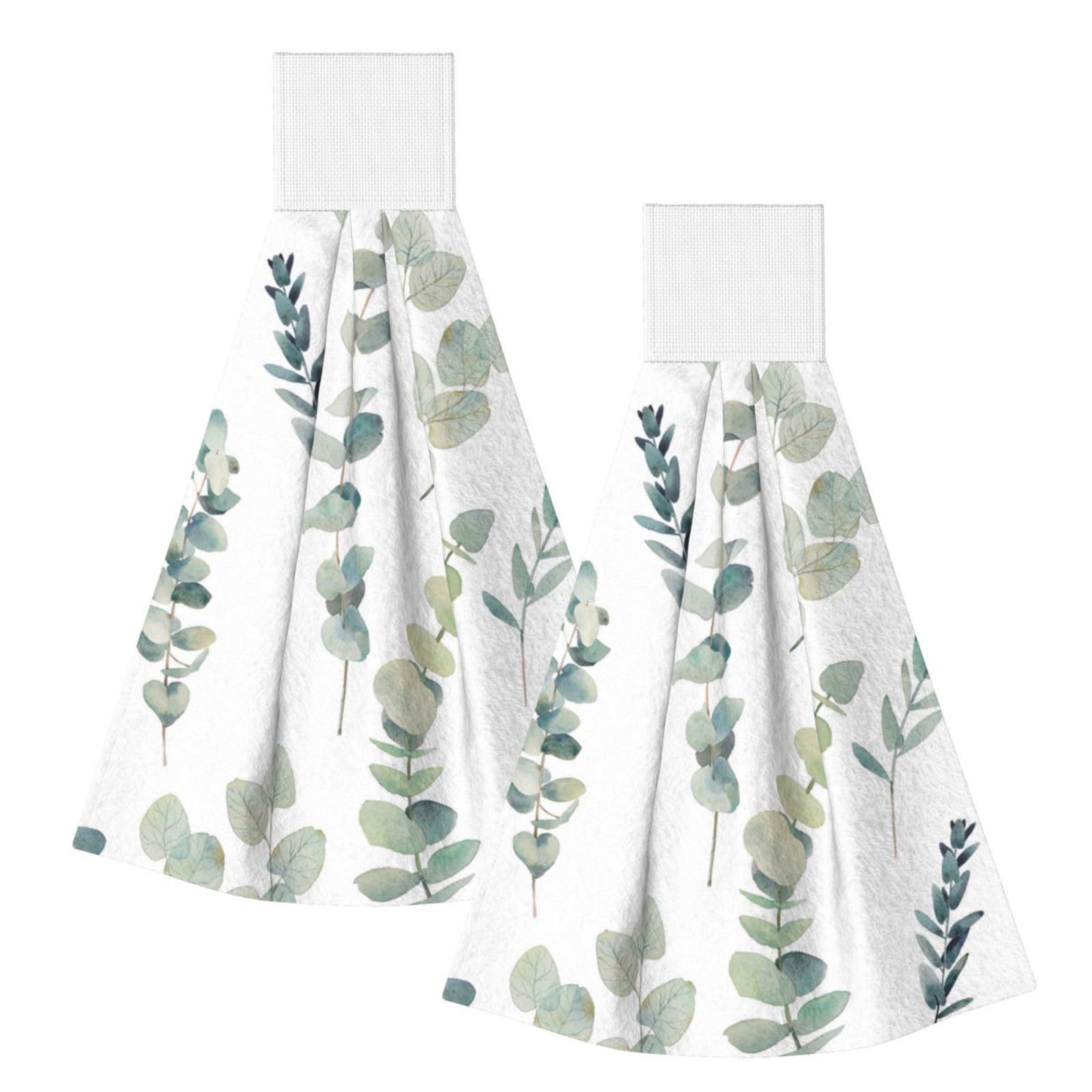 DOPKLNA Eucalyptus, 2 Pcs Hanging Coral Fiber Hand Towels for Bathroom, Absorbent Kitchen Towels