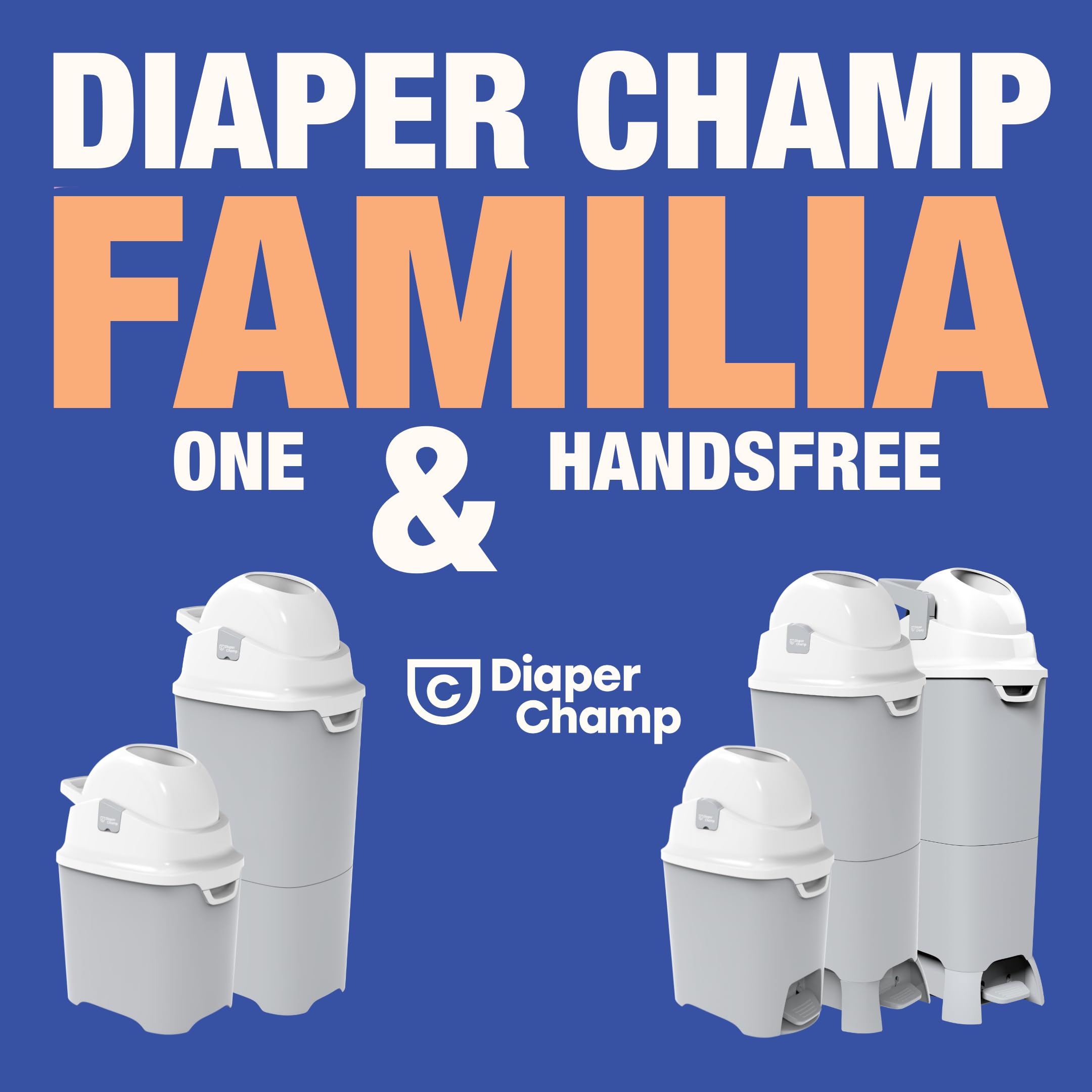 DIAPER CHAMP One - Cubo resistente al olor para pañales, sin cartuchos, con bolsas normales, para aprox. 30 pañales, beige y blanco