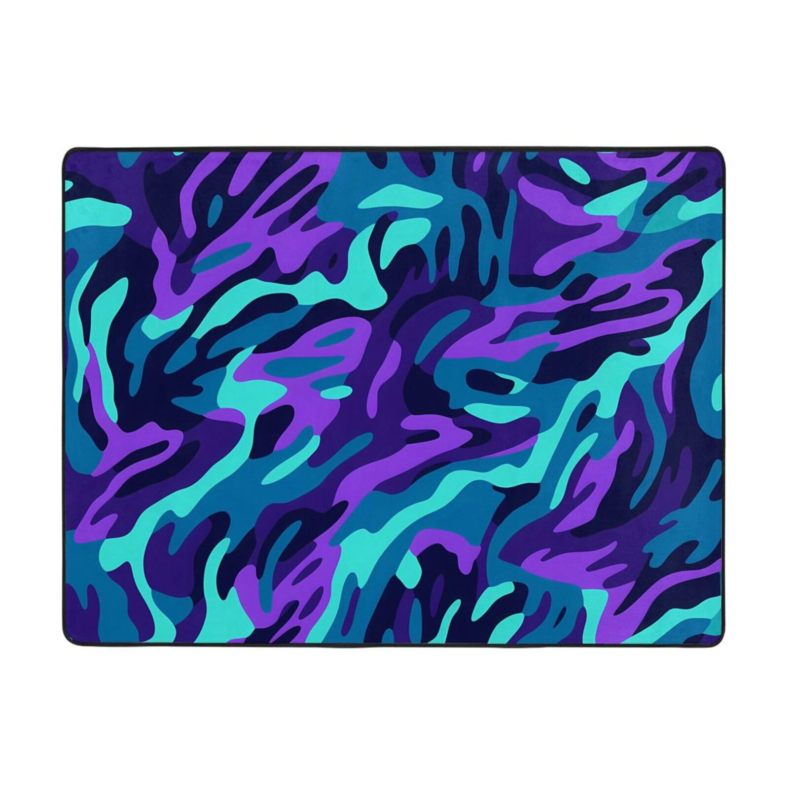 Tapis zébré violet bleu vert doux velours fin pour masquer sol