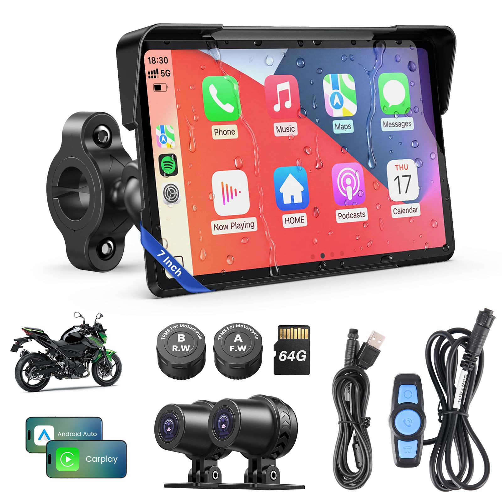 WonVon 7 Motorcycle CarPlay Screen