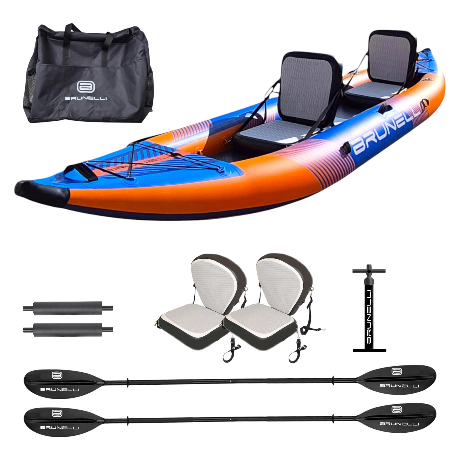 Brunelli 2 Personen Kajak aufblasbar Komplettset Drop-Stitch Kanu Kayak Tour Paddelboot