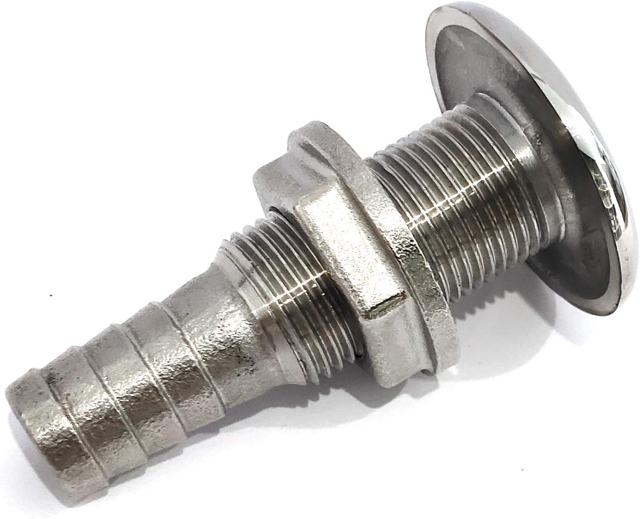316 Stainless Steel Durable Combo Stainless Steel Thru-Hull Fitting w/Nut with Custom Gasket Boat Plumbing Fittings for Boats, Yachts, Marine