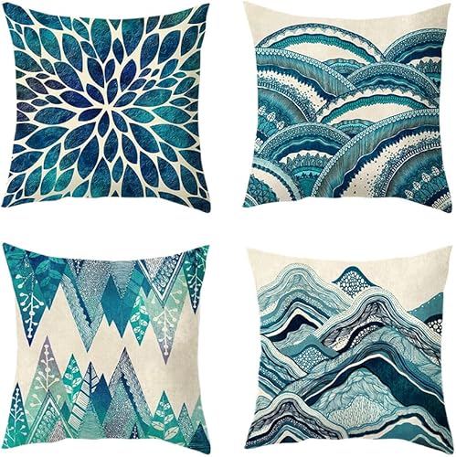 Juego de 4 fundas de almohada decorativas de granja, fundas de almohada bohemias de lino, regalos para decoración del hogar, fundas de cojín