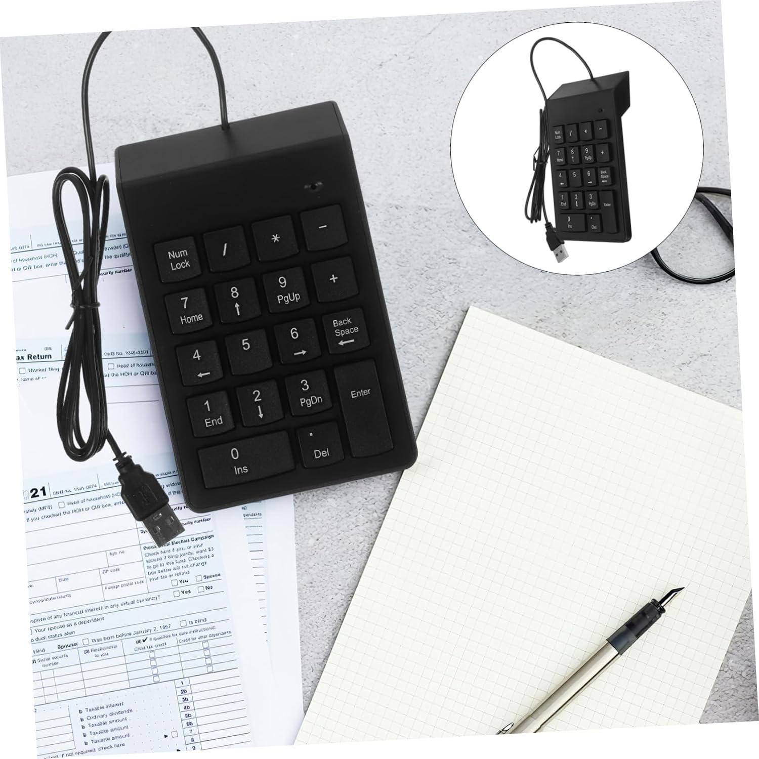 KOMBIUDA USB Wired Key Mechanical Numeric Keypad for Laptop Desktop Durable Number Pad with Stable Connection Compact Design for Financial Accounting and Data Entry