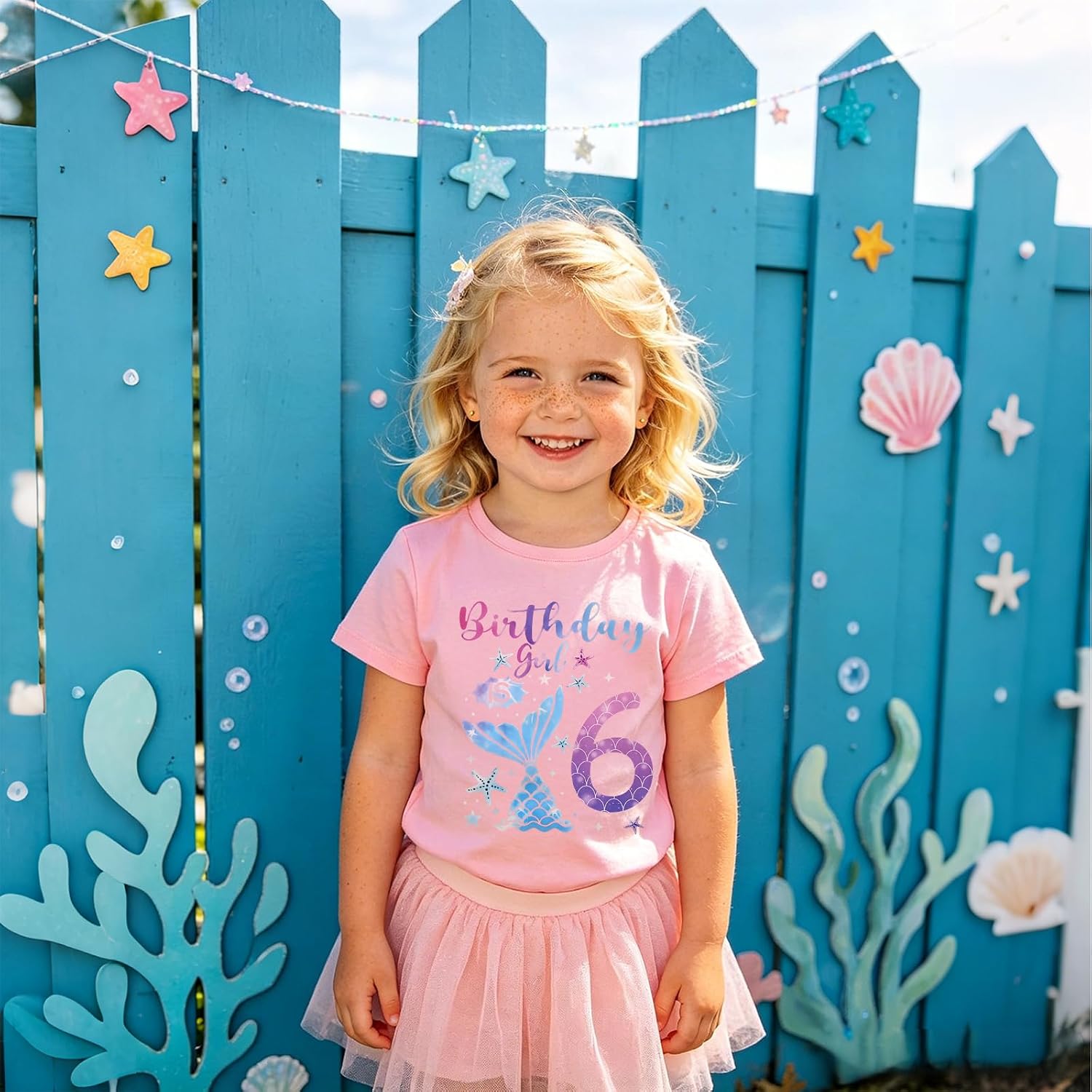 CM C&M WODRO Birthday Girl Shirt 1st 2nd 3rd 4th 5th 6th 7th 8th 9th 10th Mermaid T-Shirt Baby Girls B-Day Short Sleeve Tees