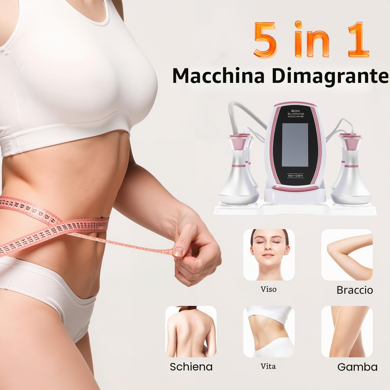 Macchina dimagrante, dispositivo a radiofrequenza 80K, massaggiatore elettrico per la cellulite da 220 V, con touch screen a LED, per perdita di peso ad alta frequenza, per viso, pancia