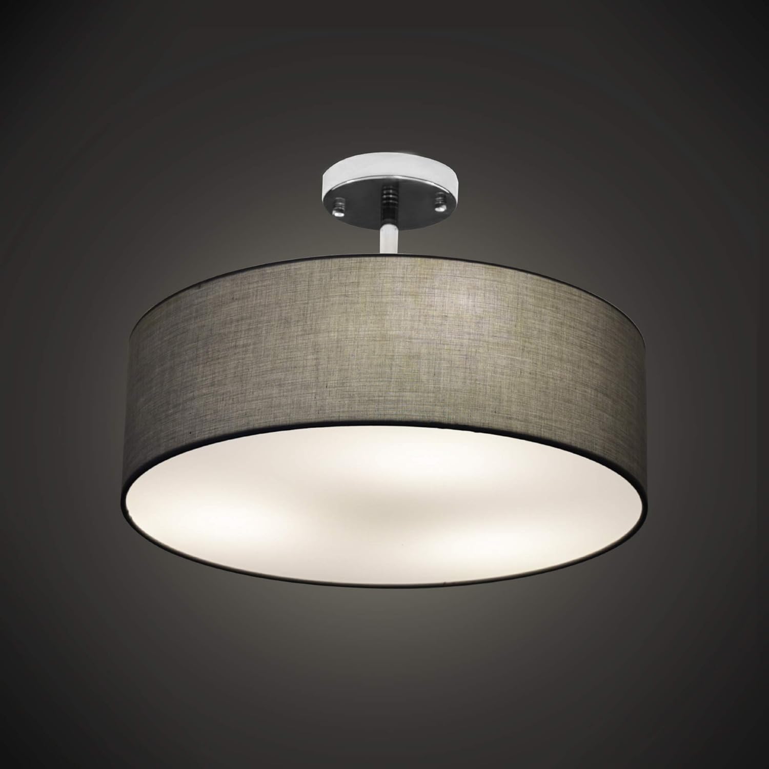 Bеѕt Sеllеr Ceiling Light, Semi-Flush Mount Modern Fabric Pendant Light Shade, Large Grey Drum Lampshade, Round Pendant Lamp, Lamps for bedrooms, Flush Chrome Matt, 3 Bulbs Onе-Dау Sаlе: Uр tо 40% оƒƒ Ceiling Light, Semi-Flush Mount Modern Fabric Pendant Light Shade, Large Grey Drum Lampshade, Round Pendant Lamp, Lamps for bedrooms, Flush Chrome Matt, 3 Bulbs
