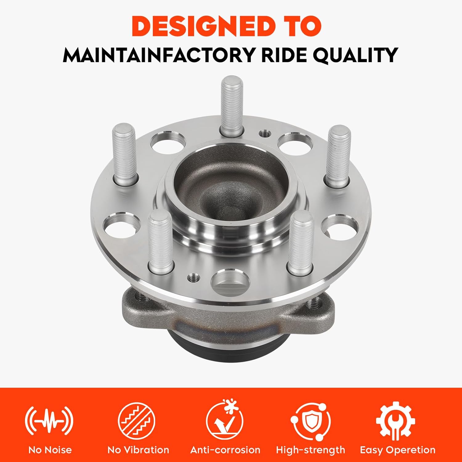 Rear Wheel Hub Bearing Assembly Fit for Hyundai Sonata/Tucson/Veloster N 15-19 for Kia Optima/Sportage/Cadenza 16-20 5Lugs w/ABS repalcement 512553 2pcs