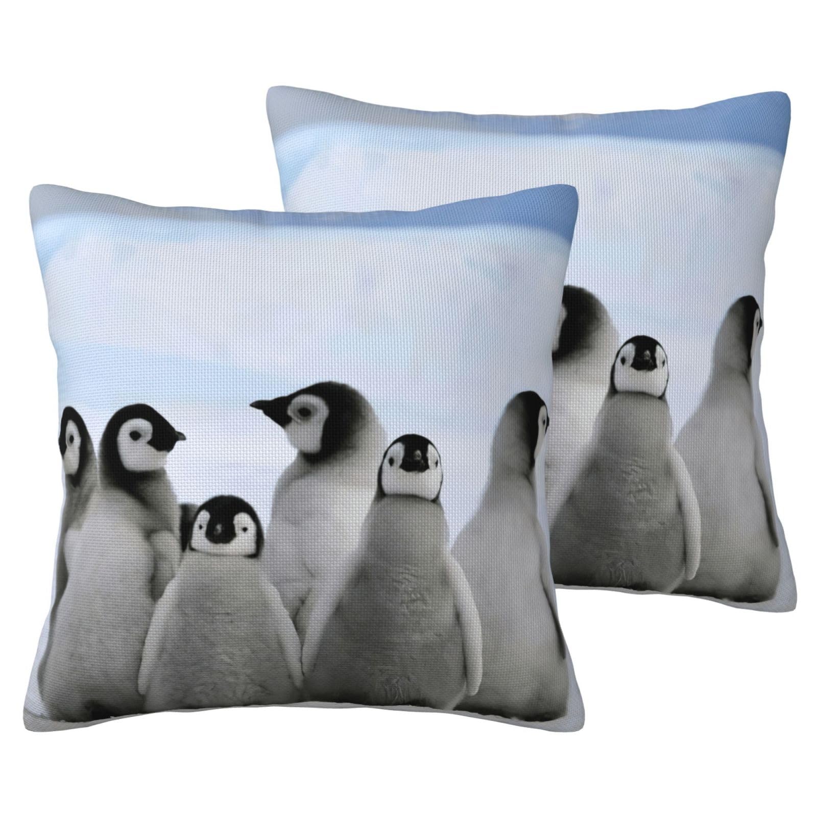 Housse de coussin pingouin neige lot de 2 EdWal décoration canapé salon lit