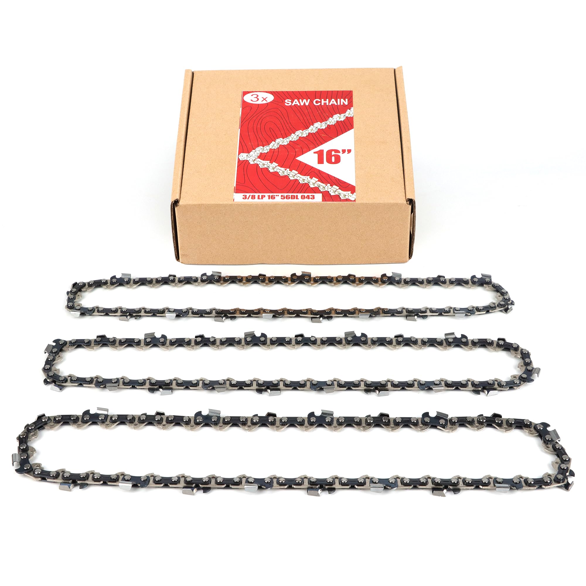 Snapklik.com : 3-Pack 16 Inch Chainsaw Chain 56 Drive Links, 3/8" Pitch ...