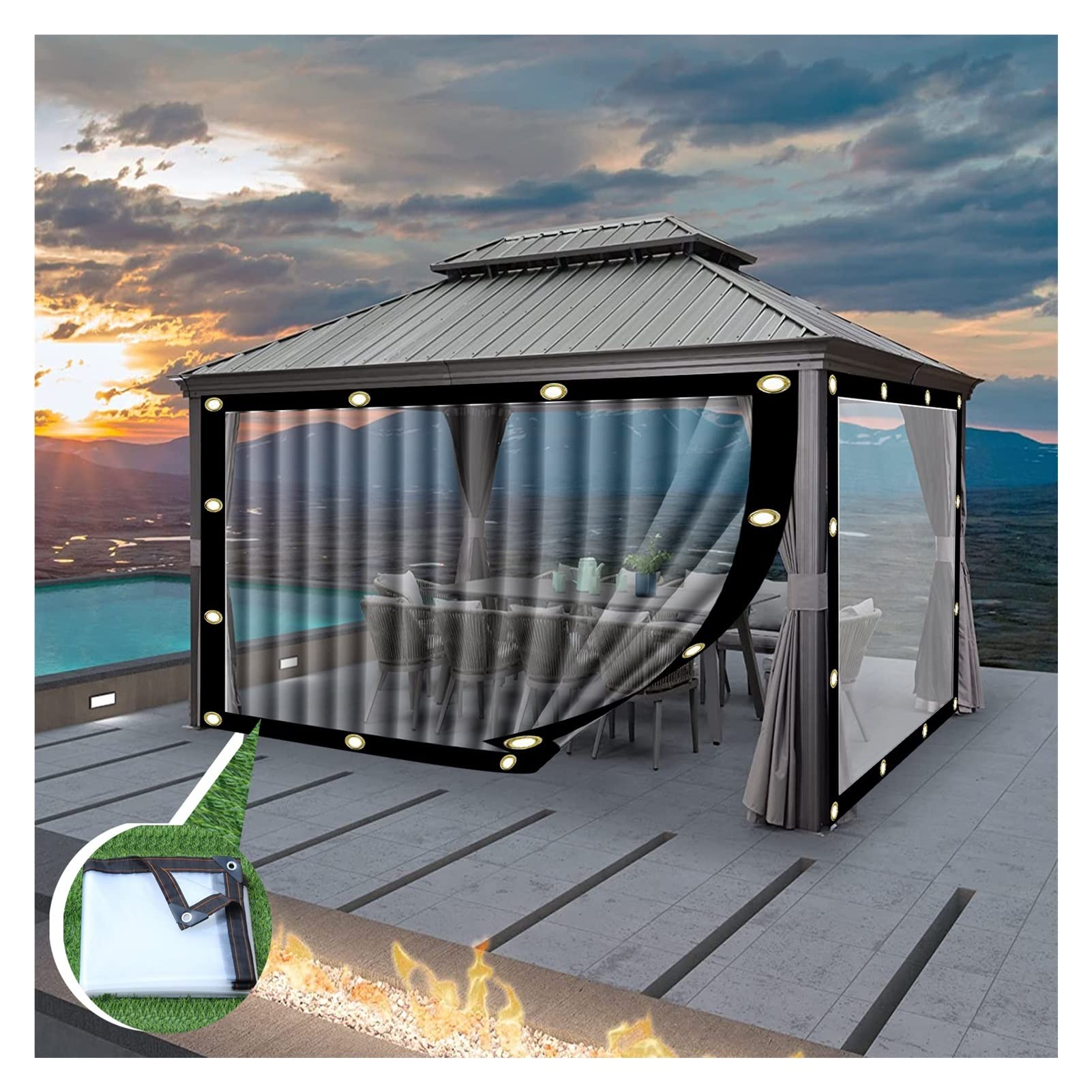 Couverture latérale de pergola imperméable durable auvent 6m